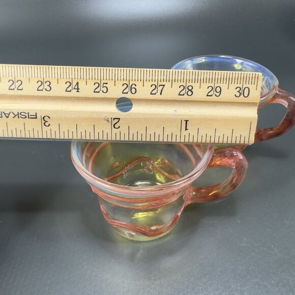 Vintage Hand Blown Delicate Italian Glass Small Cups Mugs Opalescent Thin Glass - Picture 8 of 16